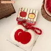 Conjunto Original de Pelúcia Fofo de Maçã e Gatinho Tengyi com Três Peças, Pingente para Decoração de Mochila de Meninas e Bolsa para Armazenamento de Fones de Ouvido