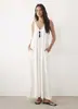 Vestido Regata Longo Casual Feminino 2026, Cor Sólida Europeu e Americano, Decote V, Sem Mangas, Soltinho e Fluido