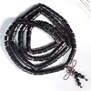 Grânulos de Madeira de Sândalo Preto e Sândalo Roxo em Formato de Barril, Pulseira de Contas de Oração Budista, Fio de Madeira, 108 Contas, Contas de Oração de Múltiplos Círculos, Joia de Fio de Contas Unissex