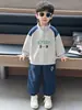 Conjunto de primavera y otoño para niños con cierre de cremallera, conjunto deportivo de dos piezas para niños estilo coreano, ropa elegante para niños pequeños