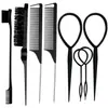 Peine para el cabello transfronterizo, cepillo para cejas, peine iluminador, peine de plástico de tres filas, peine de cola puntiaguda, pinza para tirar del cabello, juego de cepillo para cejas