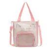 Bolsa de Dor de Gato Fofo Bolsa de Mão de Milho Doce Bolsa de Ombro Transversal Bolsa Transparente Bidimensional Bolsa para Tutorias de Estudantes