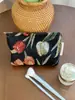 Bolsa de Maquiagem Jacquard Tulipa Retro Francesa de Grande Capacidade, Bolsa de Cosméticos Portátil, Bolsa de Mão para Viagem, Bolsa Interna