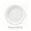 Nuevos suministros de decoración para fiestas de cumpleaños de encaje blanco de color liso, vajilla desechable, platos de papel, vasos de papel, servilletas de papel, cubiertos, tenedores y cucharas
