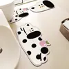 Tapete de chão de banheiro de filhote de cachorro de desenho animado conjunto de três peças absorvente antiderrapante de lama de diatomáceas resistente à sujeira do vaso sanitário resistente ao desgaste tapete em forma de U para vaso sanitário