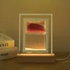 Luminária de Noite Pintura de Areia Movediça Criativa Transfronteiriça Base de Madeira Luminosa Decoração de Mesa de Quarto Enfeites Luz de Ambiente Presente de Aniversário