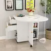 Mesa de comedor, mesa doméstica plegable para espacios pequeños, rectangular multifuncional de diseño simple, mesa redonda fácilmente extensible y móvil