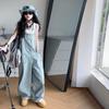 Traje de Verano para Niñas 2025 Nueva Moda Niñas Estilo Coreano Chaleco con Letras Estilo Infantil Mediano y Grande Overol de Mezclilla
