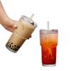 Vaso de Bambú a Rayas Verticales, Vaso para Café con Popote de Vidrio, Vaso para Beber Doble de Aspecto Elegante, Vaso para Regalo, Vaso Ins Feng Shui