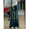 Jeans de Pierna Ancha Acampanados Retro de Cintura Alta para Mujer, Nuevo Estilo de Invierno, Tallas Grandes, Adelgazantes, Jeans Bootcut de Pierna Recta