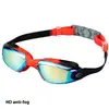 Gafas de natación para niños para Amazon transfronterizo, gafas de natación de silicona con puente nasal de una sola pieza, antivaho, impermeables, color degradado, gafas de natación unisex