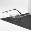 24013 Gafas Semi-Titanio Ultraligeras para Negocios con Filtro Azul Montura Cuadrada Montura para Gafas de Miopía Se Puede Personalizar con Lentes Graduados para Hombre