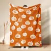 Manta Polar de Franela con Estampado de Calabaza Hoja de Arce Acción de Gracias Otoñal Festival de la Cosecha Calabaza de Dibujos Animados Manta para Siesta Personalizada