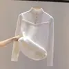 Suéter de Forro Polar para Mujer Otoño/Invierno con Cuello Semi Alto, Camiseta Base de Punto Forrada de Polar, Top Grueso Cálido para Vestir en Capas