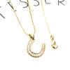 Colar Feminino com Pingente de 26 Letras Inglesas Conjunto de Cobre Pingente de Letra Zircônia Colar Caixa Corrente Curta para Clavícula LM