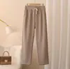 [Especial] Mulheres Plus Size Acima de 100kg Outono Novo Simples para o Trabalho Cordão Cintura Elástica Veludo Cotelê Calça Reta 1009