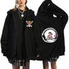Chaqueta con estampado perimetral de animación de One Piece, unisex, estilo hip-hop, holgada y con capucha, a la moda.