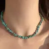 Moda de Verano Piedra Natural Turquesa Collar para Mujer Diseño de Verano Lujo Ligero Temperamento Cadena para Clavícula Cadena de Cuello de Moda