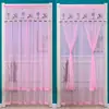 Cortina de Puerta Anti-Mosquitos Sin Taladro, Cortina de Gasa de Tela, Media Cortina de Encaje para Dormitorio, Cortina Divisoria, Cortina de Privacidad, Cortina Colgante para el Hogar para Todas las Estaciones, Producto Nuevo
