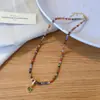 Collar de Zirconia de Colores para Mujer, Colgante de Cubo de Azúcar Dulce, Cadena para Clavícula Versátil de Lujo Ligero, Nicho de Gama Alta, Tendencia de Temperamento