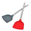 Venta al por mayor de fábrica mango de acero inoxidable silicona espátula para saltear espátula para saltear sartén antiadherente utensilios de cocina