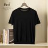 Camiseta Masculina de Verão Malha Cashmere Seda de Amora Manga Curta Solta Tamanho Grande Estilo Coreano Versátil Business Casual Fina Gola Redonda