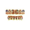 Grillz Coloridos de Seis Dentes Cruzados Populares Eletrodepositados Micro-Incustados Grillz Tendência Unissex Acessórios Copa do Mundo Atacado