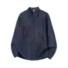 Camisa de Trabajo de Manga Larga con Cuello de Solapa para Hombre G-Stone con Doble Bolsillo de Parche 3D, Corte Holgado, Hombro Caído, Sin Planchar, Lavable a Máquina