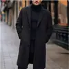 2026 Abrigo de Lana Casual para Hombre Estilo Coreano Ajuste Delgado Longitud Media Color Sólido Tejido de Lana Chaqueta Cortavientos