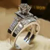 Novo anel de diamante sintético oito corações oito flechas feminino moda europeia e americana anel de noivado totalmente cravejado r5047