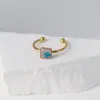 Anillo Popular Multicolor de Flores Reales Transfronterizo Amazon Acero Inoxidable Chapado en Oro Anillo de Flores Secas Joyería Manual Creativa Retro con Pegamento