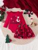 2024 Natal Roupas Infantis para Bebê Meninas Atacado Outono Novo Bonito Alfabeto Boneco de Neve Estampado Vestido de Palha