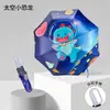 Guarda-chuva Infantil Antirrebote de Segurança, Uso Duplo para Chuva e Sol, Guarda-chuva Automático para Alunos do Ensino Fundamental, Guarda-chuva Preto de Plástico com Desenho Fofo para Meninos e Meninas