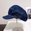 Boina jeans vintage versátil para mulheres, novo estilo de verão, casual e estilosa, proteção solar, viseira, boina octogonal, moderna