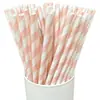 25 Peças em Estoque Atacado 6*197 Canudos de Papel Listrados Descartáveis Degradáveis Coloridos para Bebidas Chá de Leite