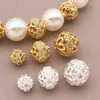 3 Modelos de 6/8/10mm Banhados a Cobre com Ouro Real 18K/Prata Grossa com Zircônia Flor Cortada Esferas Espaçadoras Conjunto de Joias DIY