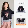 Conjunto de Otoño Pudding Haru para Niñas, Ropa Dulce para Niños, Nuevo Top de Manga Larga con Parches Rayados de Dibujos Animados de Otoño 2026