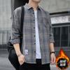 Camisa Masculina Xadrez Solta de Inverno Jaqueta de Outono Camisa de Flanela de Manga Longa para Estudante Roupa Masculina Casual Espessada com Forro de Lã