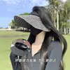 Sombrero de Sol Estilo Diadema Abierto para Mujer, Sombrero de Sol de Ala Ancha para Verano, Protección UV, Sombrero de Sol Rayado Plegable