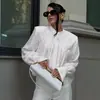 Elegante camisa blanca plisada estilo francés para mujer, camisa de manga larga con cuello redondo para mujer, otoño 2026, ropa para ir al trabajo, corte holgado, ropa para mujer de comercio exterior