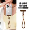 Cordón para teléfono tejido a mano hilo de poliéster de color contrastante tejido a mano fuerte duradero cordón de muñeca anti-pérdida