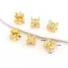 Chapado en Oro de 14K Conserva el Color Microincrustado Flor de Circonita Espaciador Cuentas Accesorios de Joyería Pulsera DIY Materiales de Accesorios para Ensartar C45