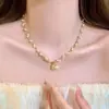 Colar de Pérola Amendoim Totalmente Cravejado em Aço Titânio, Design de Nicho de Luxo Leve, Colar de Alta Qualidade, Clavícula Fashion e Versátil