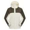 Cortavientos tres en uno de bloques de color, unisex, impermeable, a prueba de viento, cálido, con forro polar, adecuado para actividades al aire libre, senderismo y trabajo
