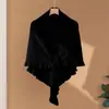 Chal de cachemira, prenda exterior para mujer, chal triangular cálido, bufanda tejida, calentador de cuello, pieza de moda versátil, color liso, capa exterior
