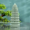 Pabellón de Estilo Antiguo, Puente de la Torre, Paisaje en Miniatura, Agua Corriente, Bonsái, Jardinería, Paisaje de Flores, Decoración Miniatura, Muebles de Arenisca Verde