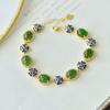 Pulsera de plata 925 con diseño de fideos de huevo y jaspe Hotan, estilo nacional chino, HTYH003