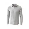 Nova Camiseta Masculina de Cor Sólida com Gola Lapela e Manga Longa para Primavera e Outono, Camada Base Casual Solta Transfronteiriça, Top Casual com Gola Polo
