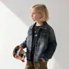 Ropa Infantil Zhili Transfronteriza Chaqueta de Mezclilla Lavada Estilo Retro para Niñas Primavera y Otoño Nuevo Estilo Niños Medianos y Grandes Holgada Casual Solapa