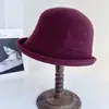 Sombrero de Pescador de Ala Ancha con Forma de Espiga de Trigo Estilo Nacional Retro, Gorro de Punto de Lana Australiana para Otoño e Invierno, Sombrero de Cubo con Hilo Dorado y Plateado